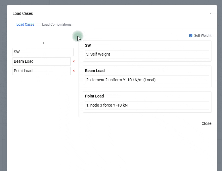 Load Combinations window